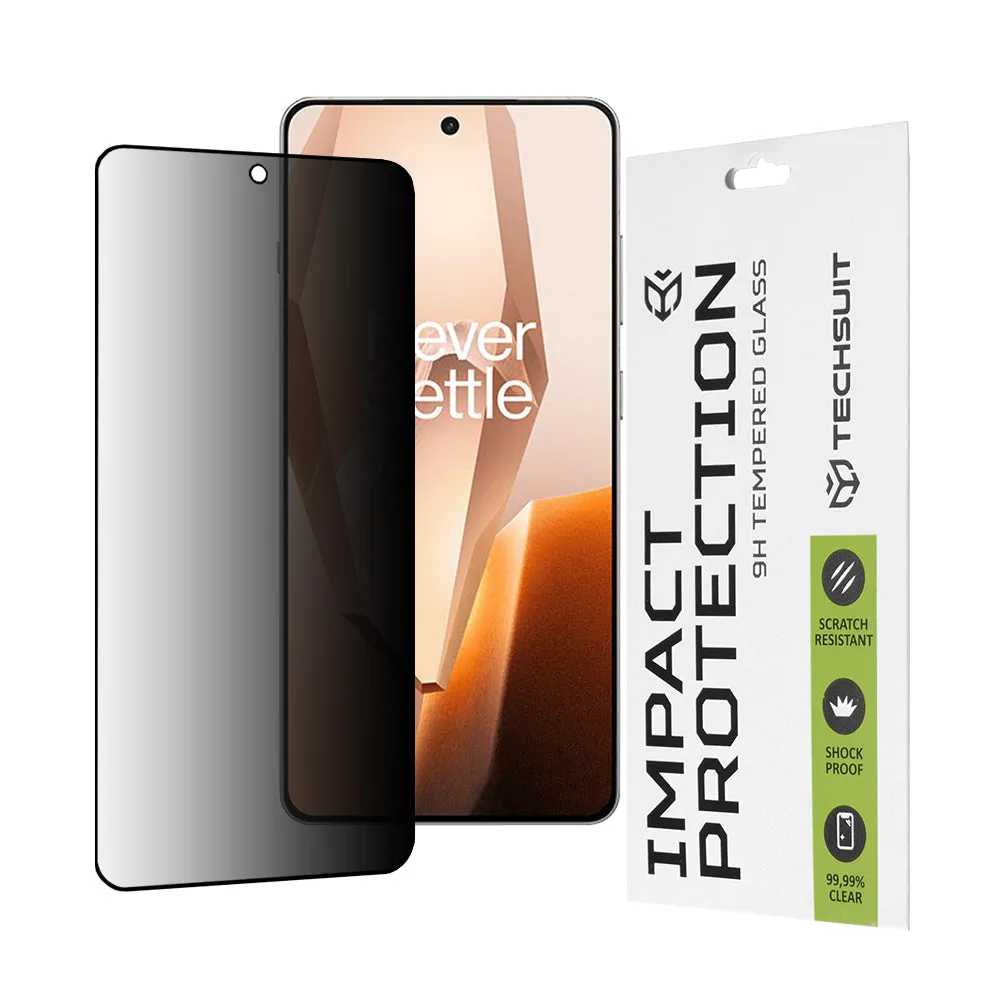 Pellicola protettiva per schermo Privacy Techsuit per OnePlus 13R, Vetro temperato, Full Glue, 111D - immagine 1