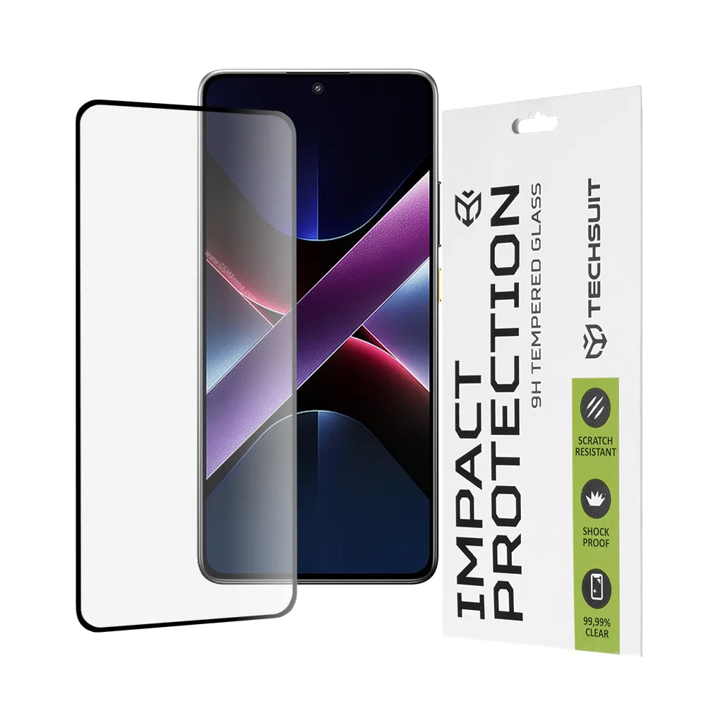 Pellicola protettiva per schermo Techsuit per Xiaomi Poco X7 Pro, Vetro temperato, Full Glue, 111D, Nero - immagine 1
