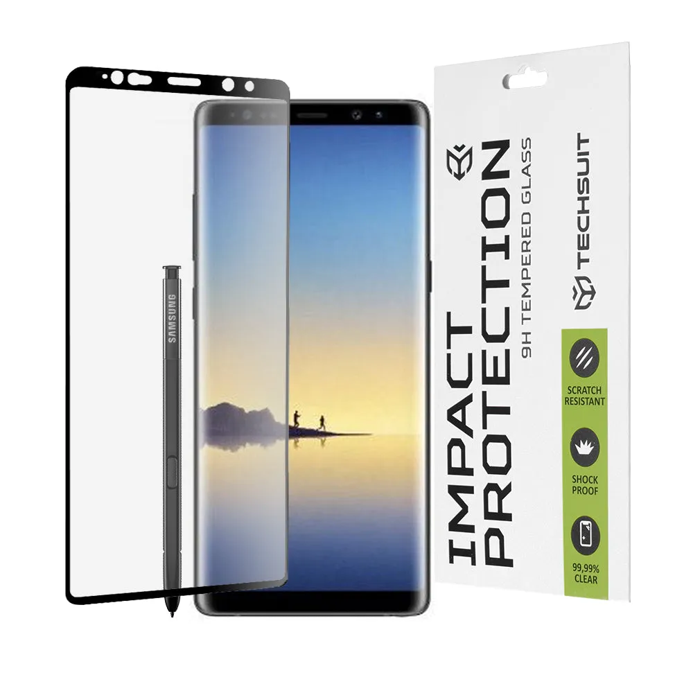 Pellicola Protettiva Schermo Techsuit per Samsung Galaxy Note 8 N950, Vetro Temperato, Full Glue, 111D, Nero - immagine 1