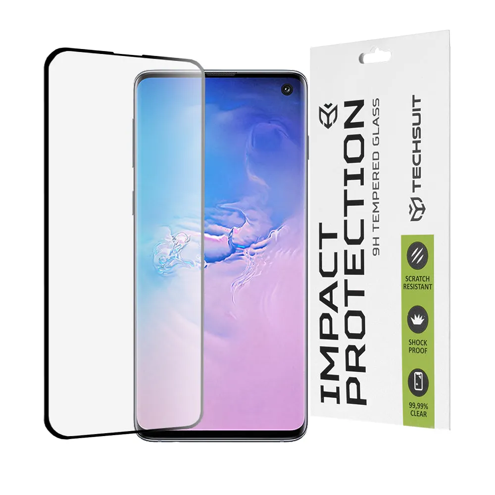 Pellicola protettiva per schermo Techsuit per Samsung Galaxy S10 G973, Vetro temperato, Full Glue, 111D, Nero - immagine 1