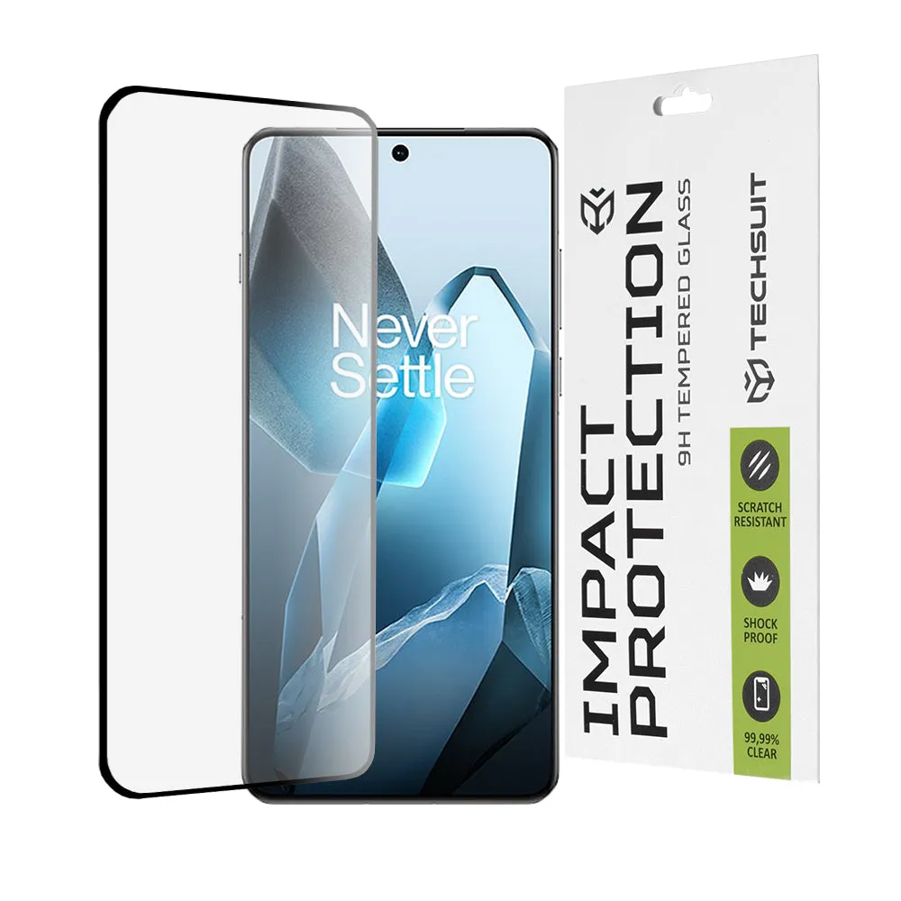 Pellicola protettiva per schermo Techsuit per OnePlus 13, Vetro temperato, Full Glue, 111D, Nero - immagine 1