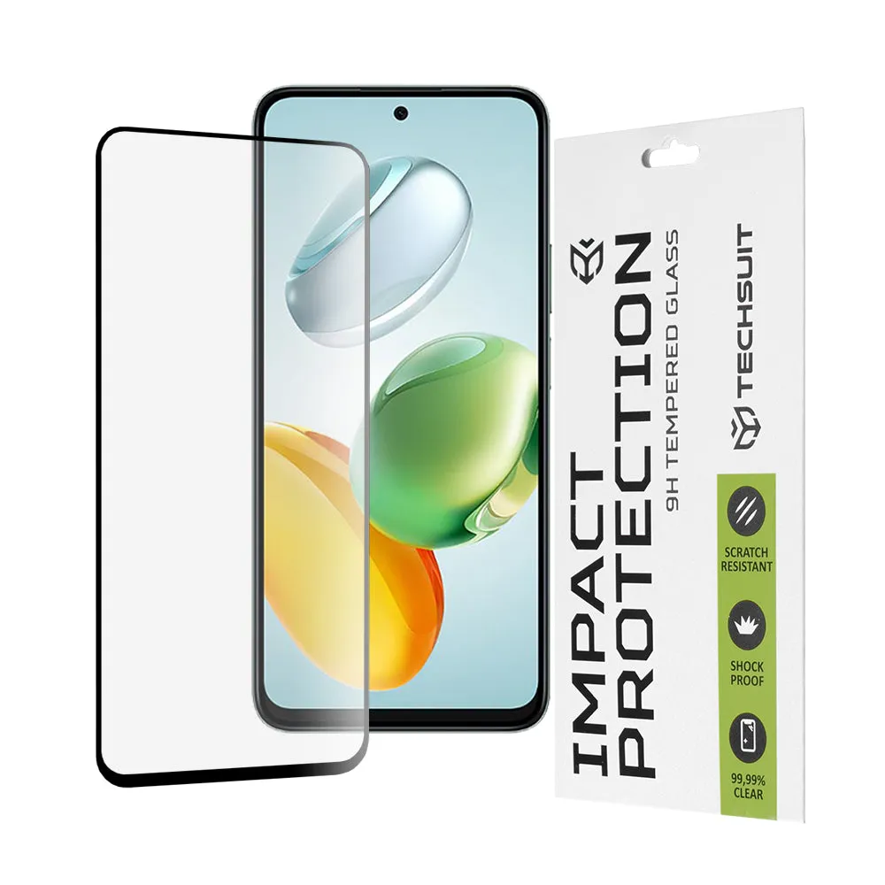 Pellicola protettiva per schermo Techsuit per Honor X7c / 200 Smart, Vetro temperato, Full Glue, 111D, Nero - immagine 1