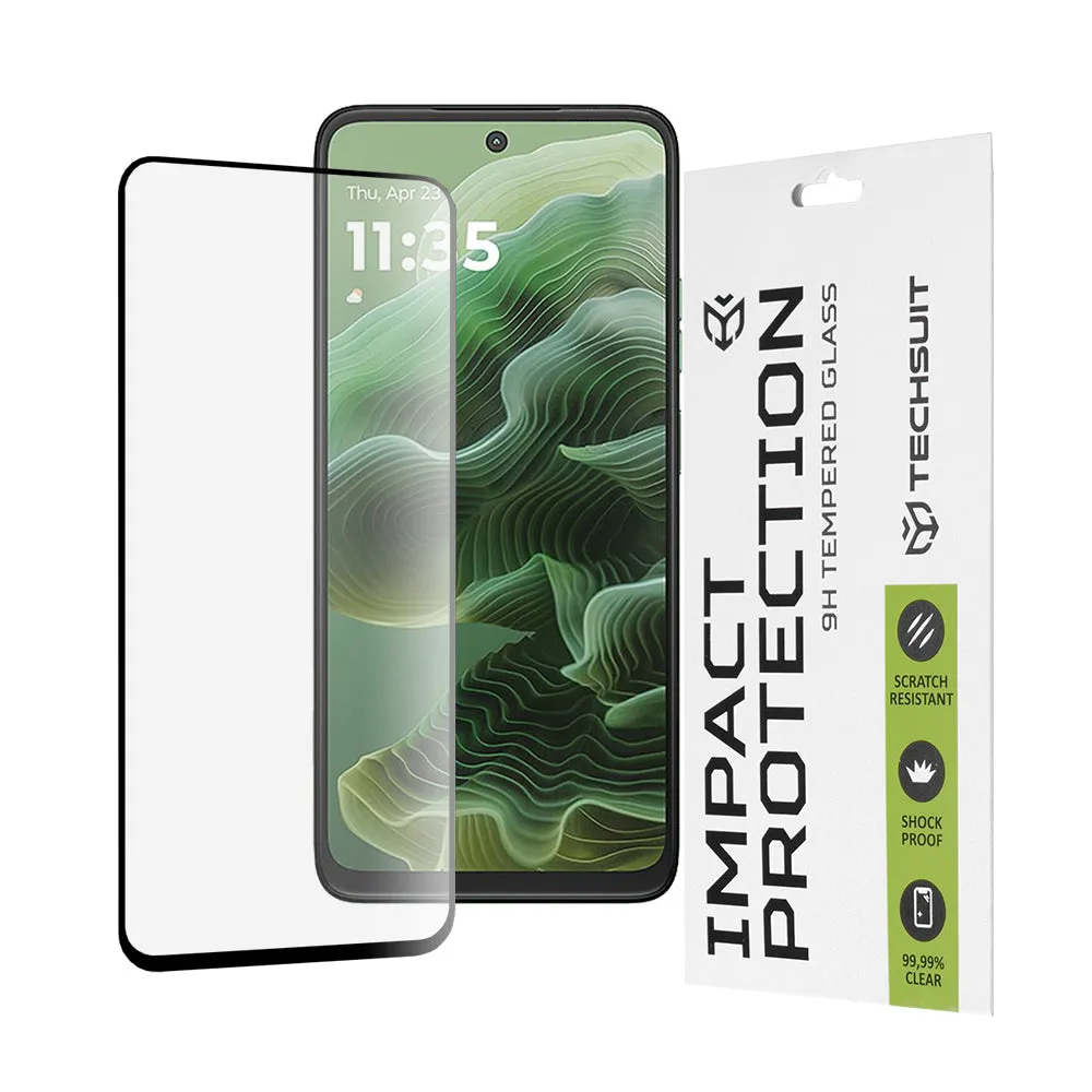 Pellicola protettiva per schermo Techsuit per Motorola Moto G56 / G35, Vetro temperato, Full Glue, 111D, Nero - immagine 1