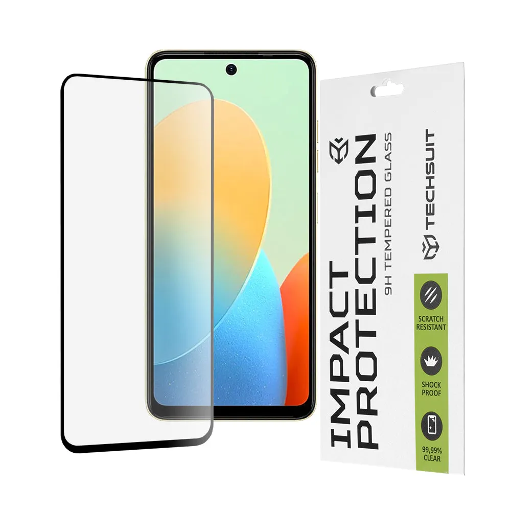 Pellicola protettiva per schermo Techsuit per Tecno Spark 20 / Spark Go 2024 / Spark 20C / Smart 8 / Hot 40i, Vetro temperato, Full Glue, 111D, Nero - immagine 1