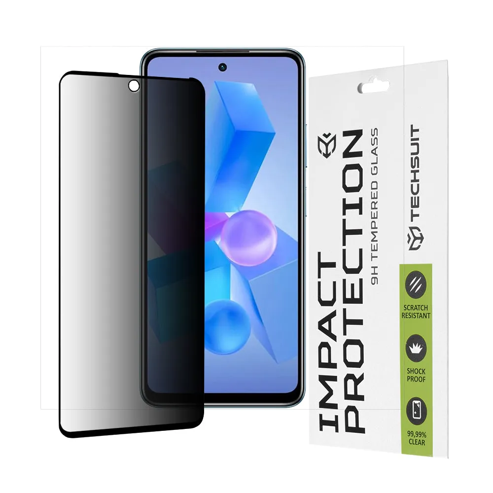 Pellicola protettiva per schermo Privacy Techsuit per Tecno Spark 20 Pro / Pova 5 Pro / Hot 40 / Hot 40 Pro, Vetro temperato, Full Glue, 111D - immagine 1