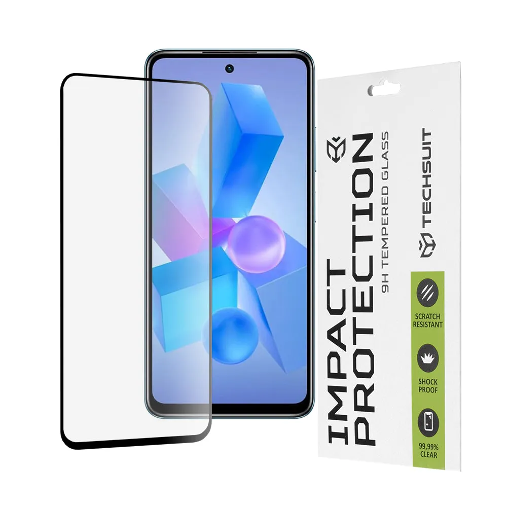 Pellicola protettiva per schermo Techsuit per Tecno Spark 20 Pro / Pova 5 Pro / Hot 40 / Hot 40 Pro, Vetro temperato, Full Glue, 111D, Nero - immagine 1