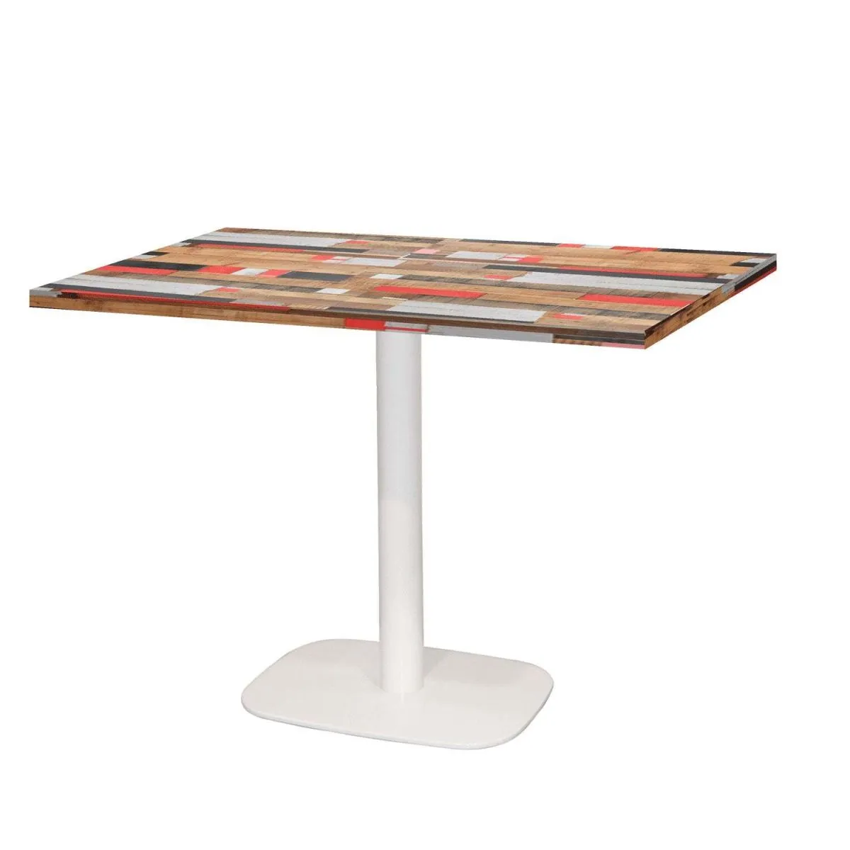 RestooTab Tavolo Round rettangolare base bianco - laminato legno & tinta unita; 120x70x75 cm (LxLxH); Piano tavolo multicolore, struttura bianco; rettangolare - immagine 1