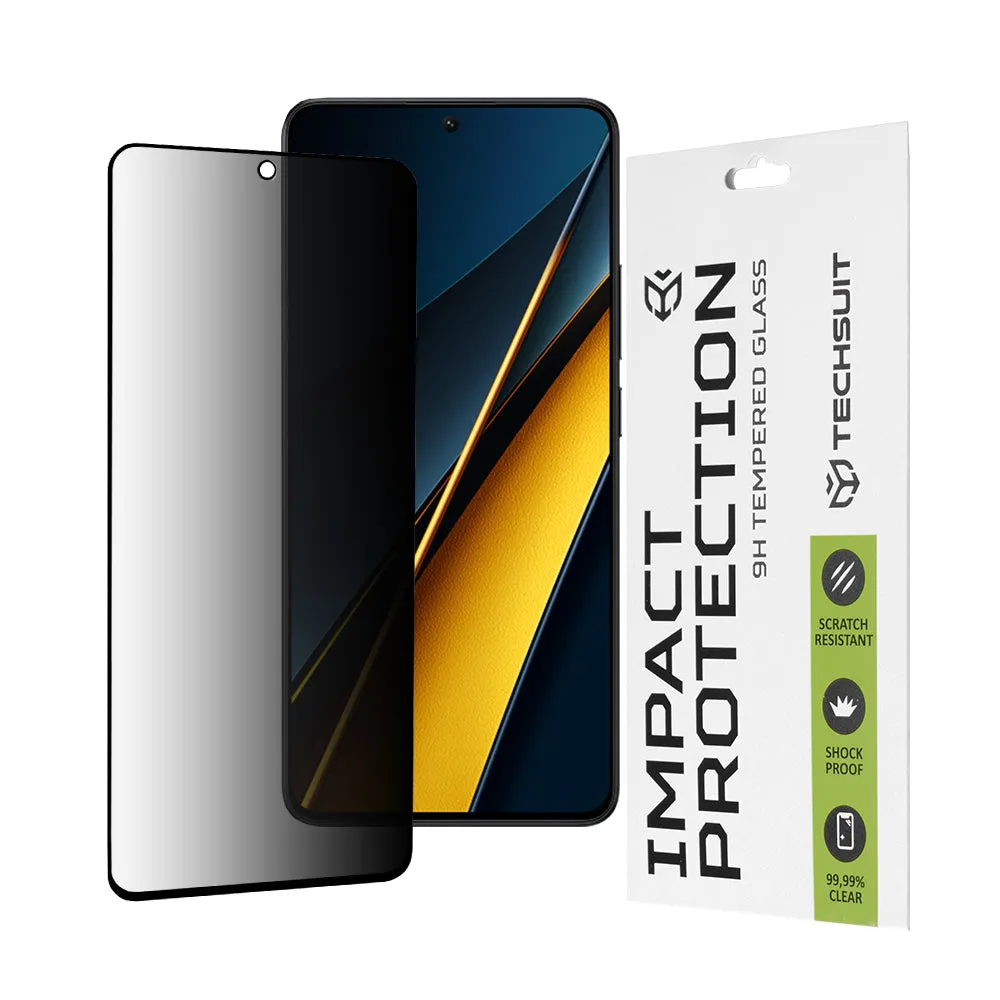 Pellicola protettiva per schermo Privacy Techsuit per Xiaomi Poco X6 Pro, Vetro temperato, Full Glue, 111D - immagine 1
