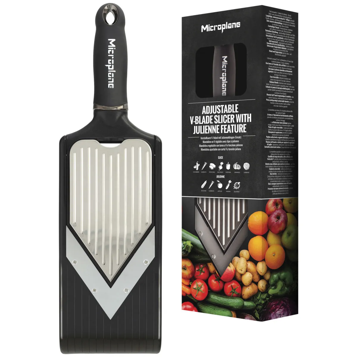 Microplane Mandolina a V regolabile Slicer; 35.5x10.2x3.5 cm (LxLxH); nero - immagine 1