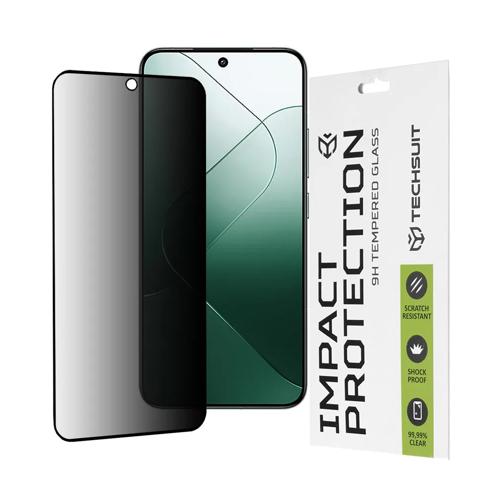 Pellicola protettiva per schermo Privacy Techsuit per Xiaomi 14, Vetro temperato, Full Glue, 111D - immagine 1