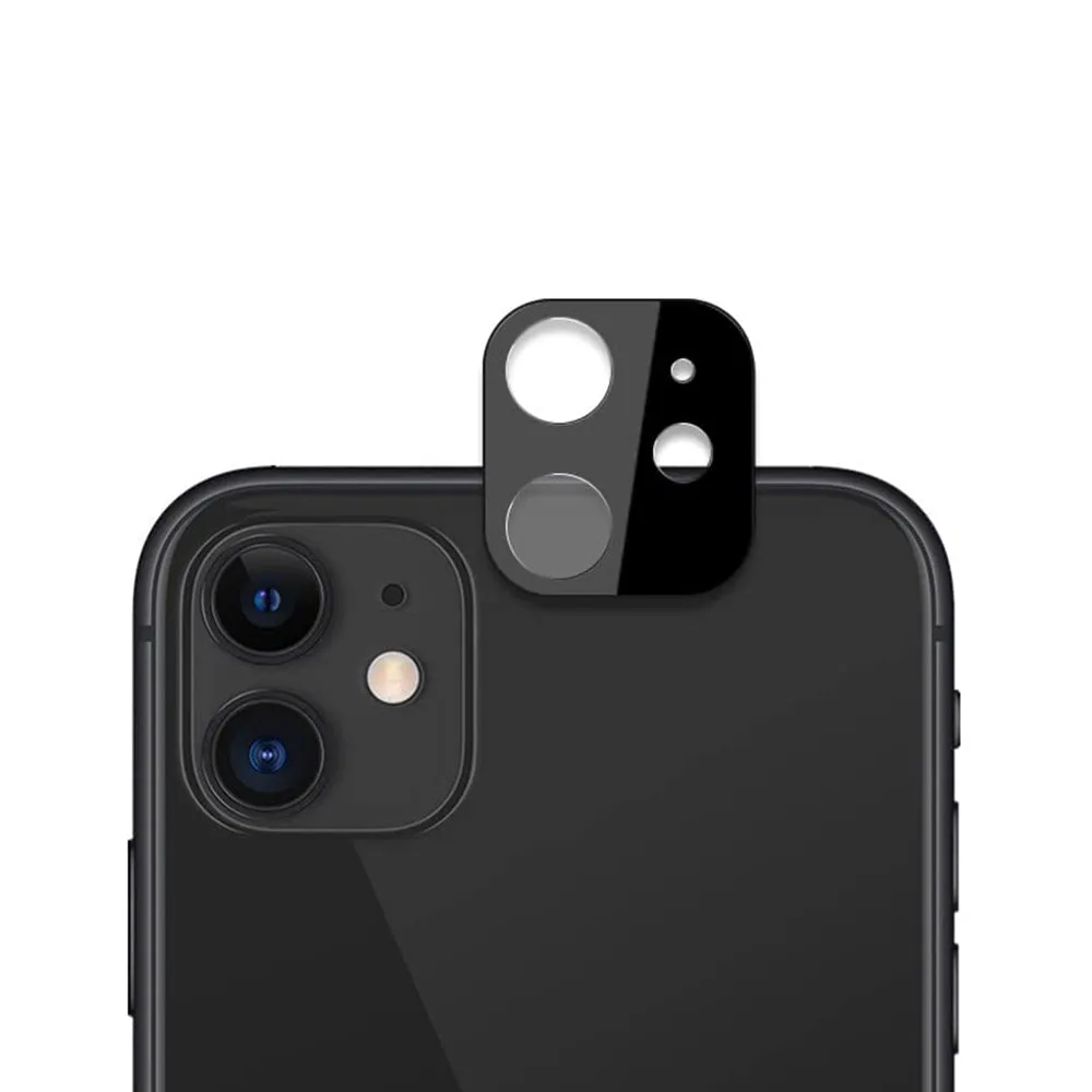 Pellicola protettiva per fotocamera posteriore Techsuit per Apple iPhone 12, vetro temperato, nero - immagine 1
