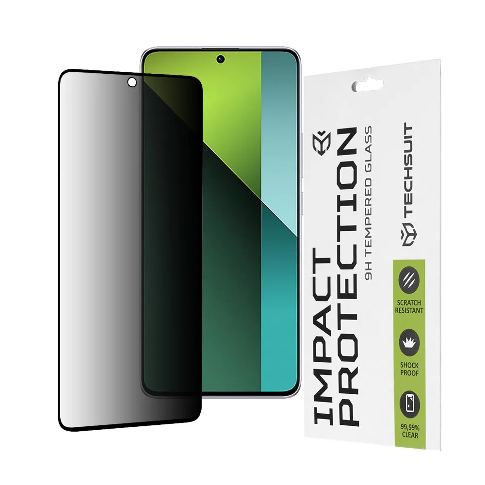 Pellicola protettiva per schermo Privacy Techsuit per Xiaomi Poco X6 / Redmi Note 13 Pro 5G, Vetro Temperato, Full Glue, 111D - immagine 1