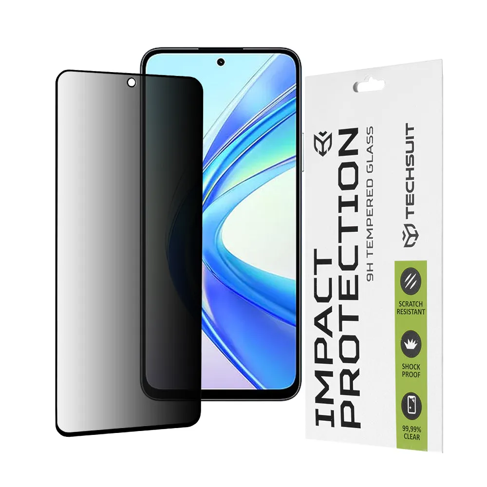 Pellicola protettiva per schermo Privacy Techsuit per Honor X7b 5G / 90 Smart / X7b 4G, Vetro Temperato, Full Glue, 111D - immagine 1