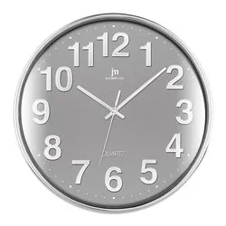 Orologio da parete (35,5cm) JUSTAMINUTE Grigio e Cromo 00816G - immagine 1