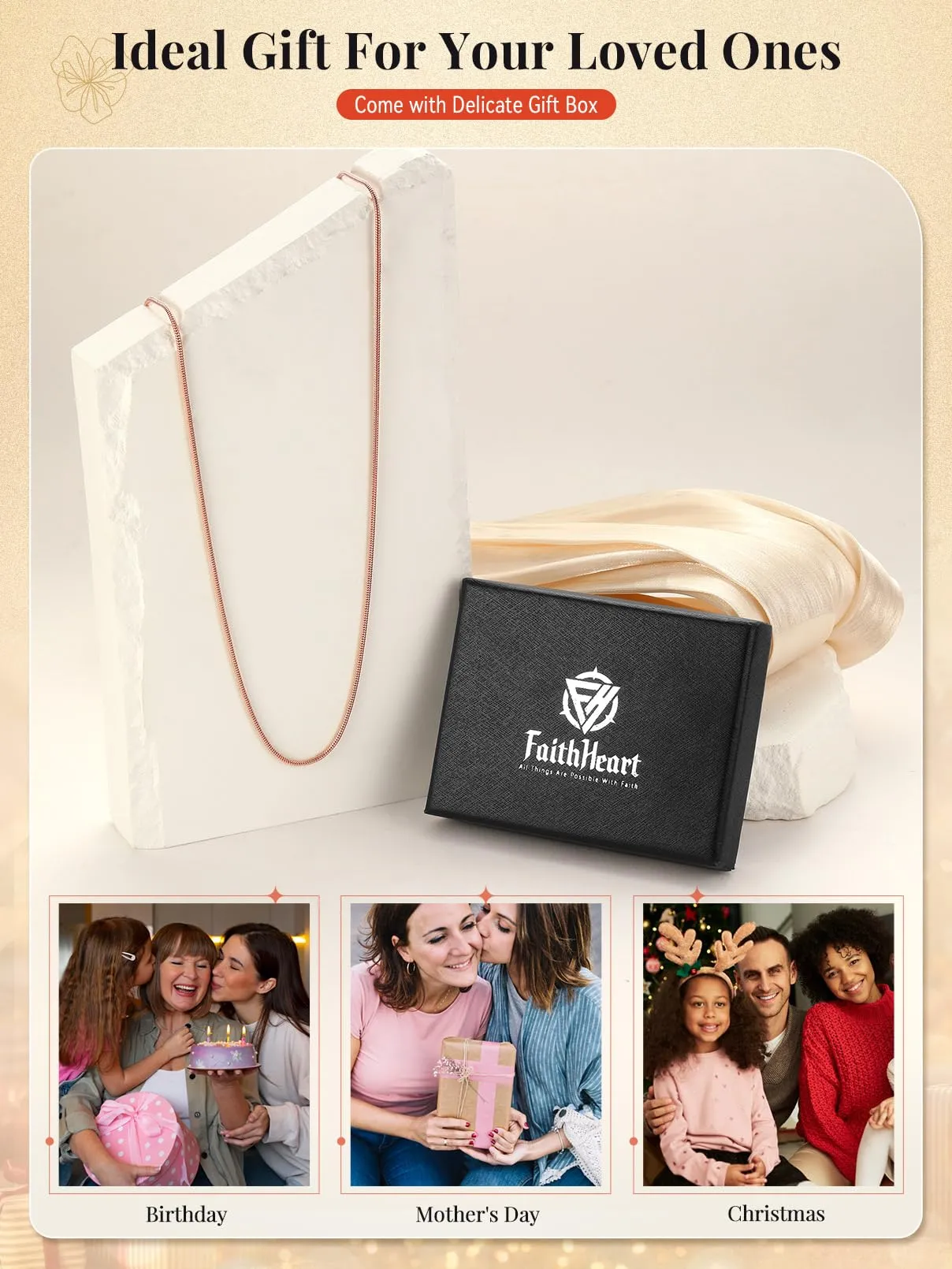 FaithHeart Collana Uomo Donna, Catenina Serpente Tonda,Larga 2mm Lunga 75cm, 316L Acciaio Inossidabile, Impermeabile di Alta Qualità, Gioielli da Regalo - immagine 6