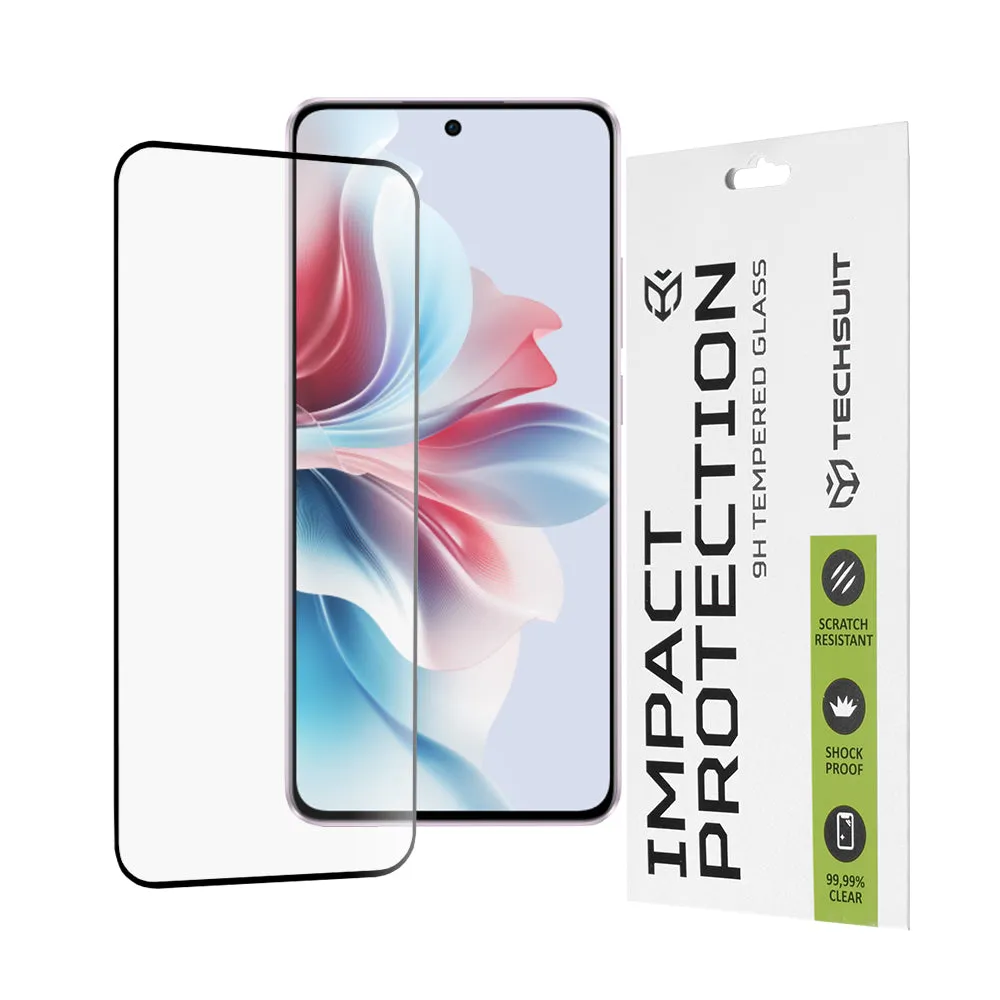 Pellicola protettiva per schermo Techsuit per Oppo Reno11 F, Vetro temperato, Full Glue, 111D, Nero - immagine 1