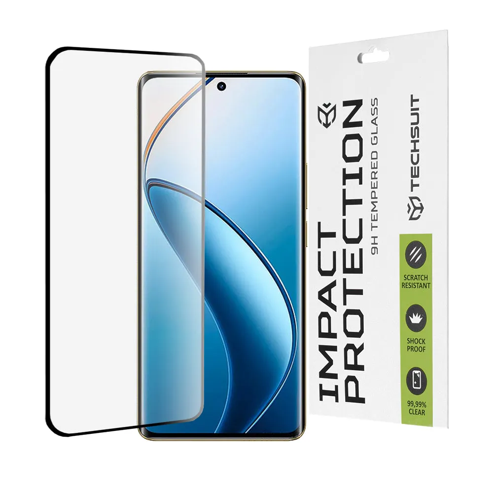 Pellicola Protettiva per Schermo Techsuit per Realme 12 Pro / 12 Pro+, Vetro Temperato, Full Glue, 111D, Nera - immagine 1