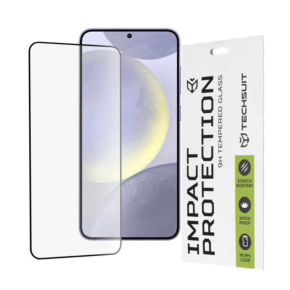 Pellicola protettiva per schermo Techsuit per Samsung Galaxy S25+ S936 / S24+ S926, Vetro temperato, Full Glue, 111D, Nero - immagine 1
