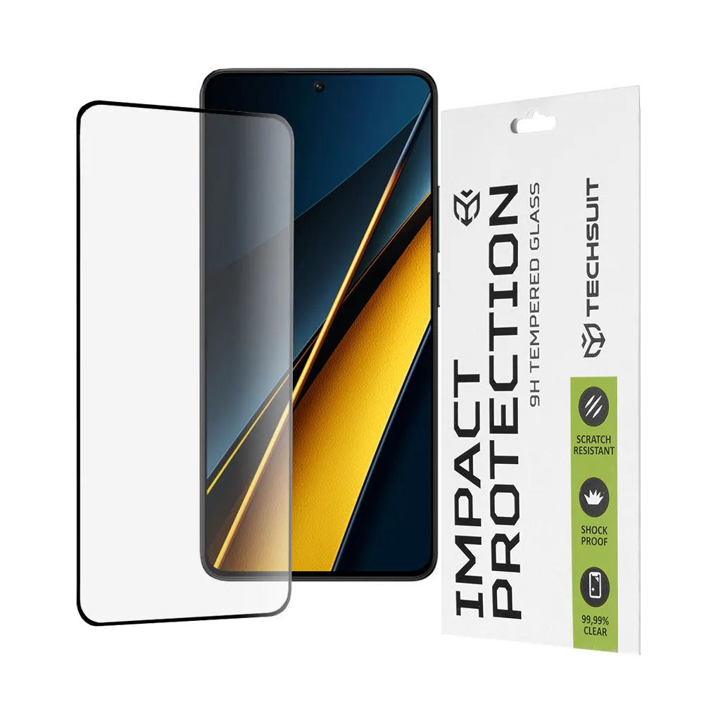 Pellicola protettiva per schermo Techsuit per Xiaomi Poco X6 Pro, Vetro temperato, Full Glue, 111D, Nero - immagine 1