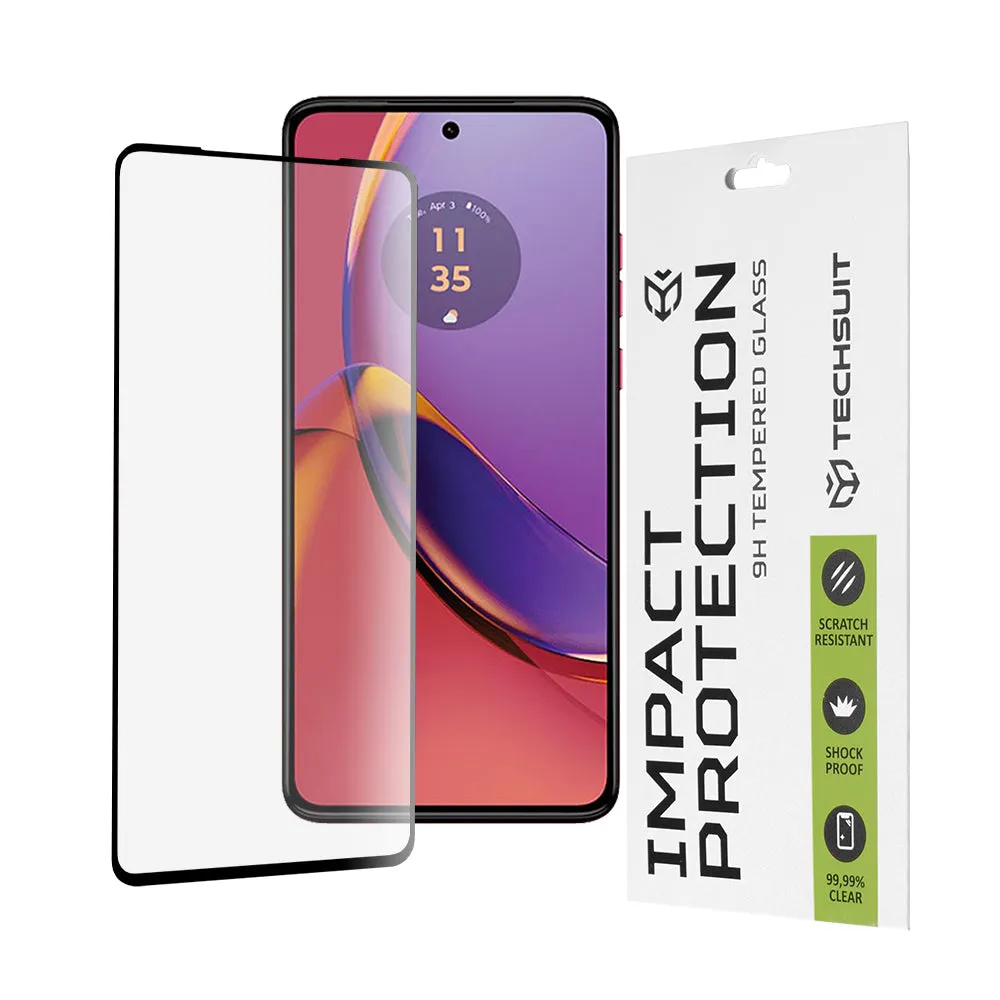 Pellicola protettiva per schermo Techsuit per Motorola Moto G84, Vetro Temperato, Full Glue, 111D, Nero - immagine 1