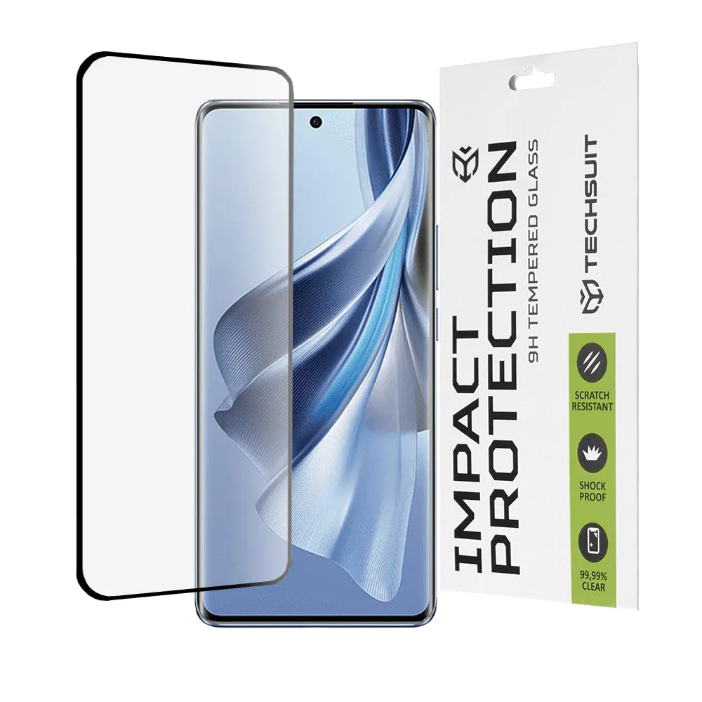 Pellicola protettiva per schermo Techsuit per Oppo Reno10, Vetro temperato, Full Glue, 111D, Nero - immagine 1