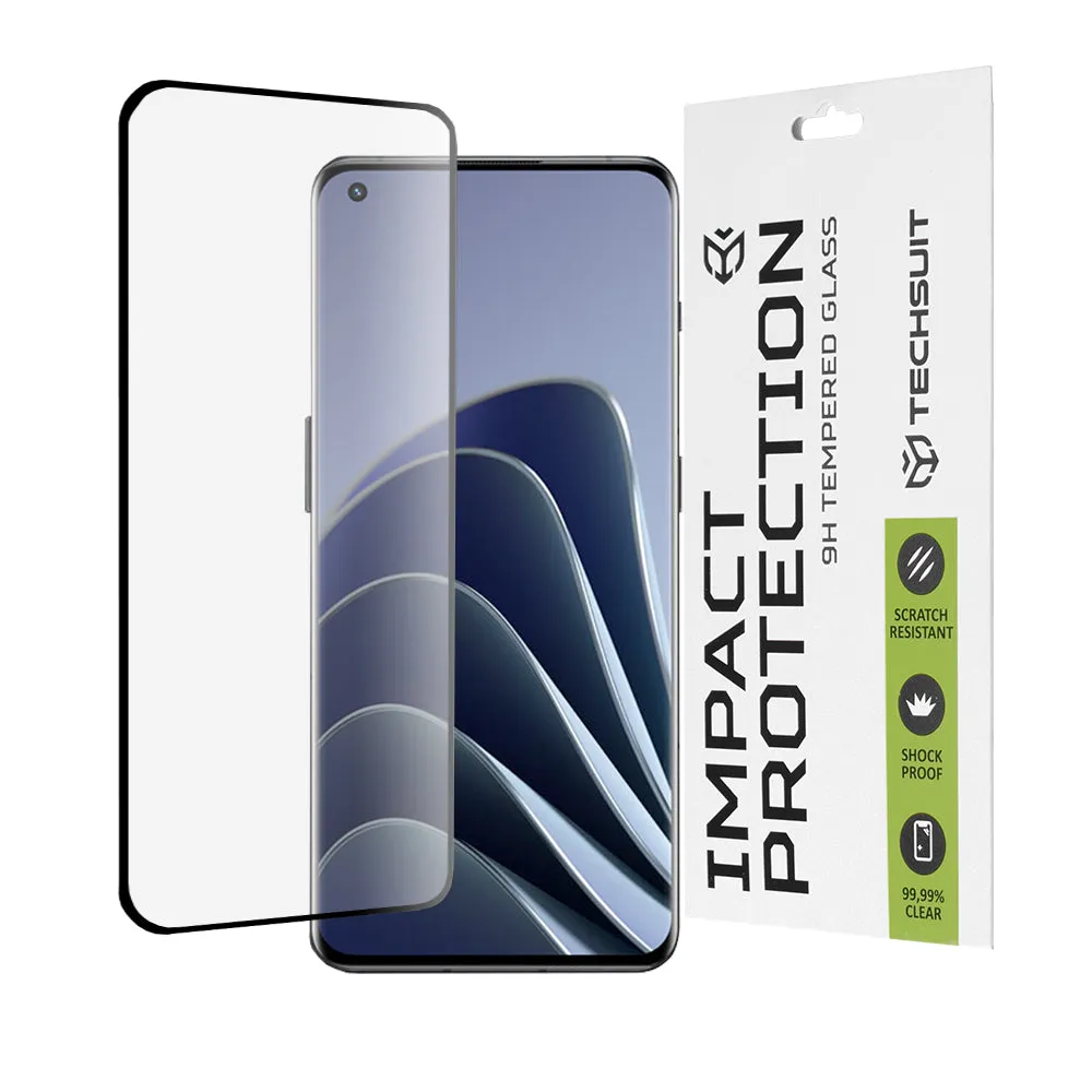 Pellicola protettiva per schermo Techsuit per OnePlus Ace 2 Pro / Ace 2 / 11R / 11 / 10 Pro, Vetro temperato, Full Glue, 111D, Nero - immagine 1