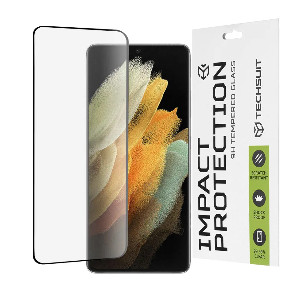 Pellicola protettiva per schermo Techsuit per Samsung Galaxy S21 Ultra 5G G998, Vetro Temperato, Full Glue, 111D, Nero - immagine 1