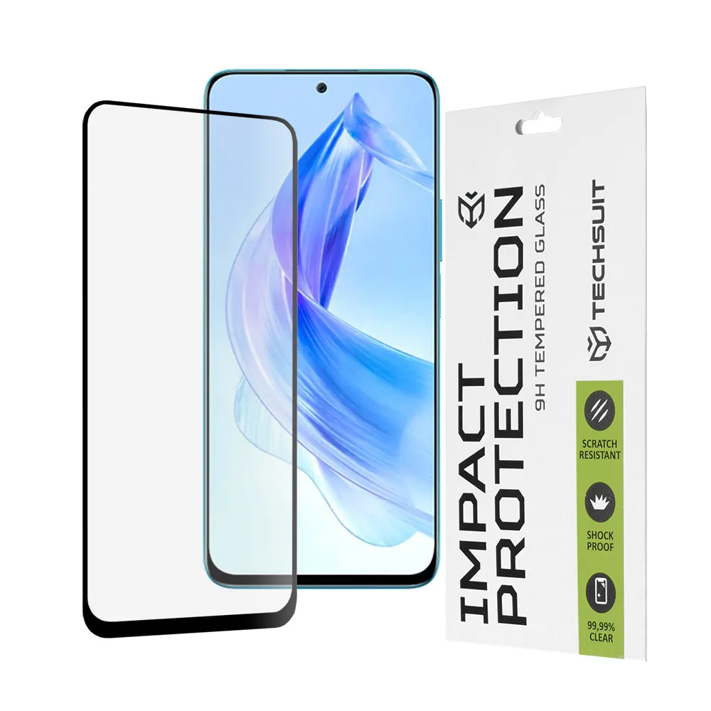 Pellicola protettiva per schermo Techsuit per Honor 90 Lite, Vetro temperato, Full Glue, 111D, Nero - immagine 1