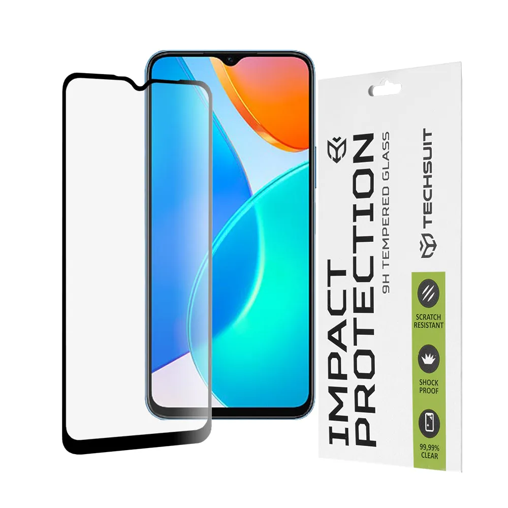 Pellicola Protettiva per Schermo Techsuit per Honor 70 Lite / X6 / X8 5G, Vetro Temperato, Full Glue, 111D, Nero - immagine 1