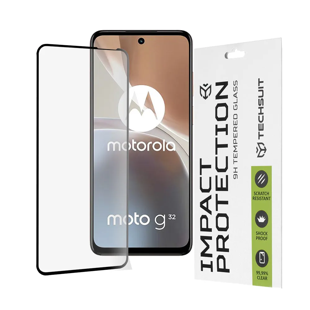Pellicola protettiva per schermo Techsuit per Motorola Moto G32, Vetro temperato, Full Glue, 111D, Nero - immagine 1