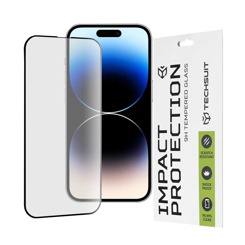 Pellicola protettiva per schermo Techsuit per Apple iPhone 14 Pro, Vetro temperato, Full Glue, 111D, Nero - immagine 1