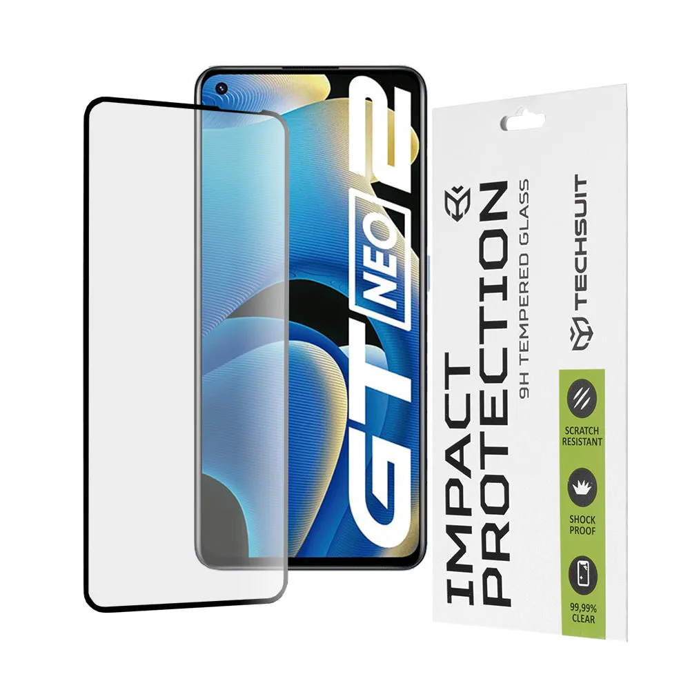 Pellicola protettiva per schermo Techsuit per Realme GT Neo 3T / GT2 / GT Neo2, Vetro Temperato, Full Glue, 111D, Nero - immagine 1