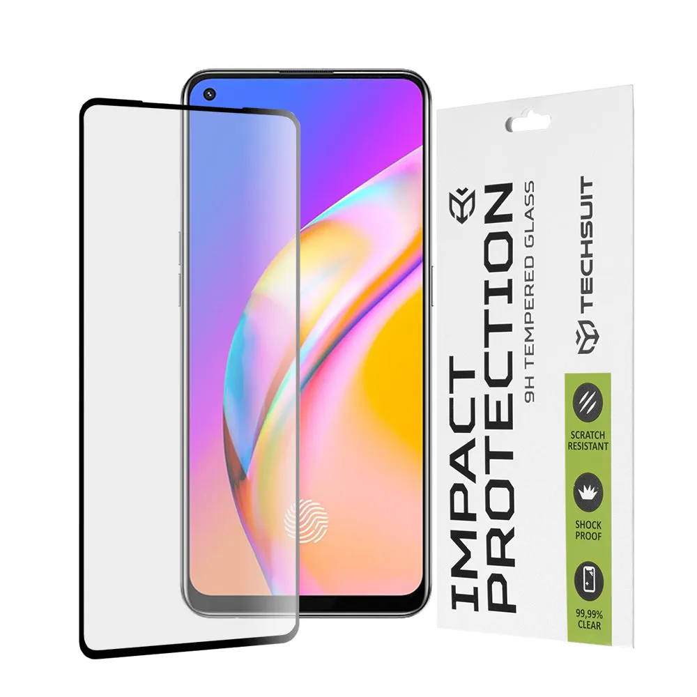Pellicola protettiva per schermo Techsuit per Realme 9 / 9 Pro+ / Oppo Find X5 Lite / Reno7 5G / A94, Vetro Temperato, Full Glue, 111D, Nero - immagine 1