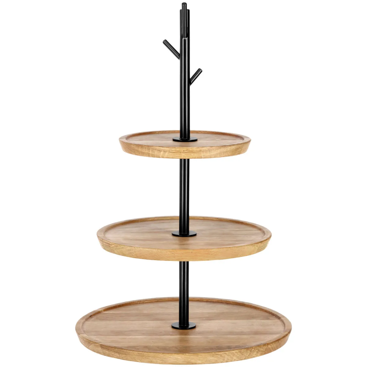 VEGA Etagere Cornu a tre ripiani, senza piedini; 34.8x50.4 cm (ØxH); quercia/nero; rotonda - immagine 1