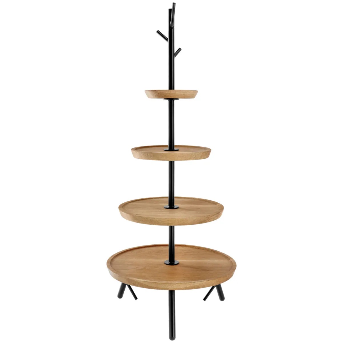 VEGA Etagere Cornu a quattro ripiani; 34.8x81.1 cm (ØxH); quercia/nero; rotonda - immagine 1