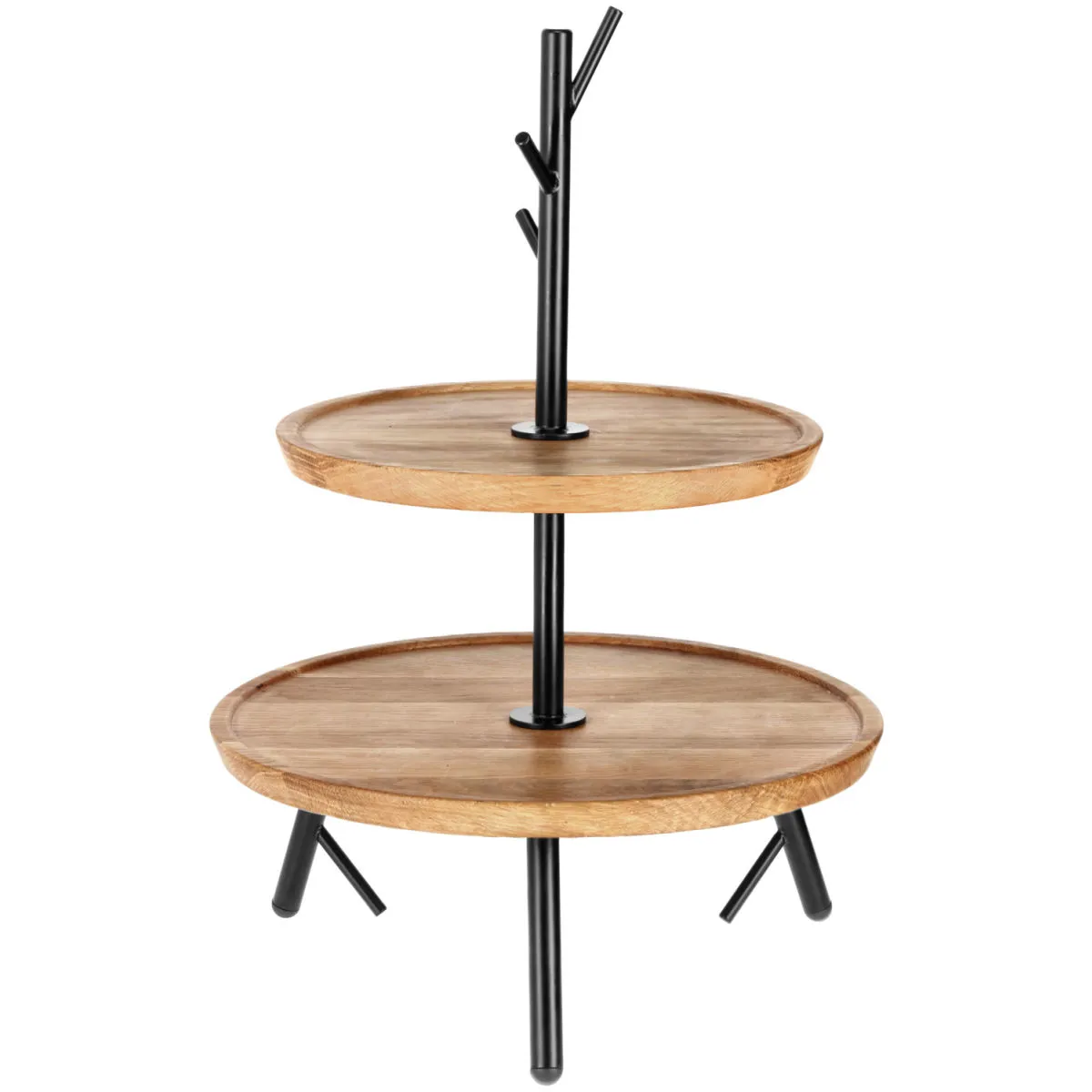 VEGA Etagere Cornu a due ripiani; 34.8x50.4 cm (ØxH); quercia/nero; rotonda - immagine 1