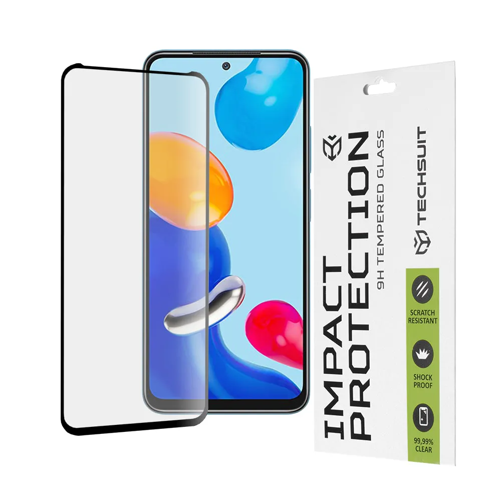 Pellicola protettiva per schermo Techsuit per Xiaomi Poco M4 Pro / Redmi Note 11S / Note 11, Vetro Temperato, Full Glue, 111D, Nero - immagine 1
