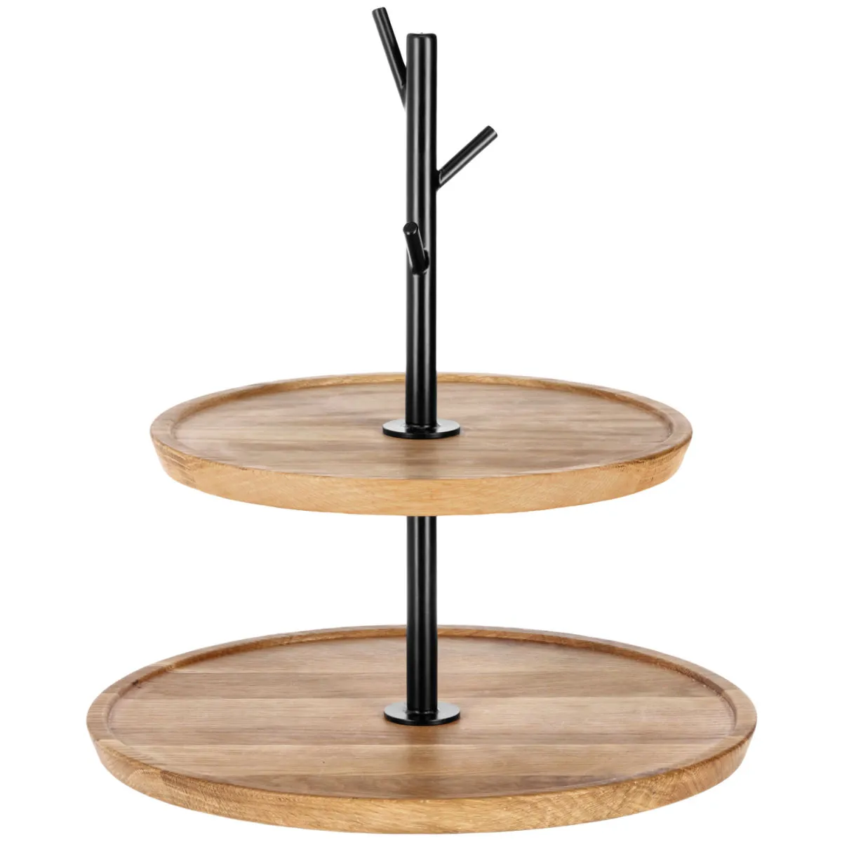 VEGA Etagere Cornu a due ripiani, senza piedini; 34.8x32 cm (ØxH); quercia/nero; rotonda - immagine 1
