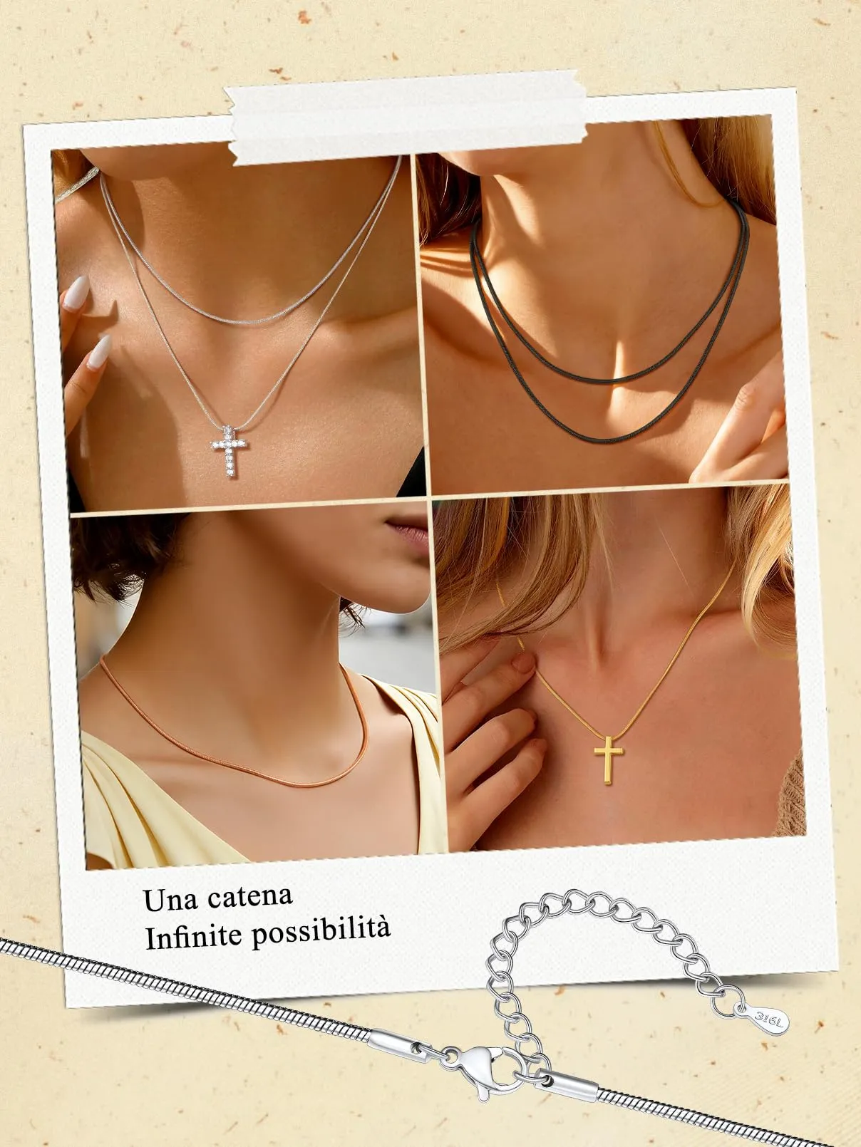 FaithHeart Collana Uomo Donna, Catenina Serpente Tonda,Larga 1,5mm Lunga 55cm, 316L Acciaio Inossidabile, Impermeabile di Alta Qualità, Gioielli da Regalo - immagine 9
