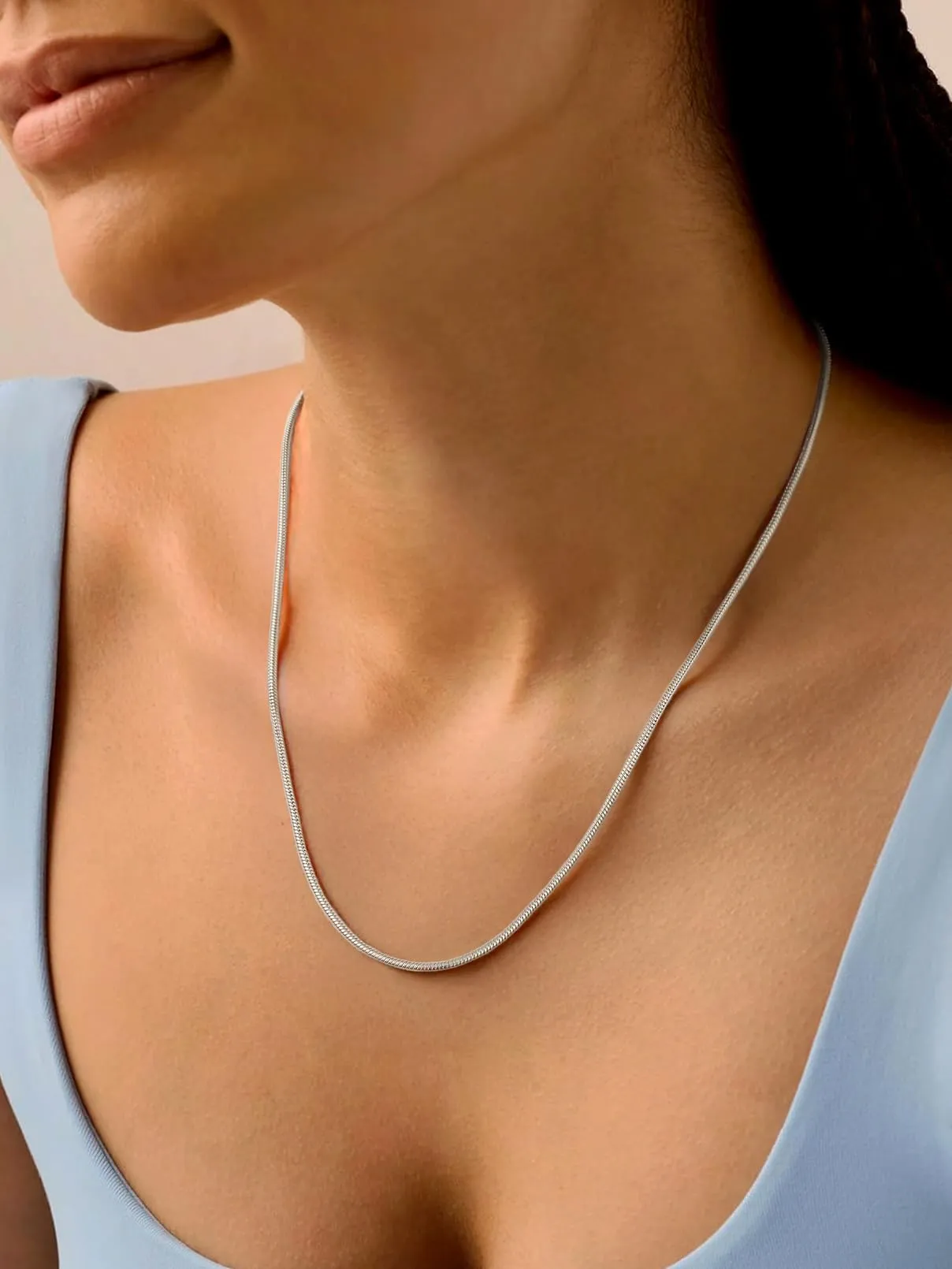 FaithHeart Collana Uomo Donna, Catenina Serpente Tonda,Larga 1,5mm Lunga 40cm, 316L Acciaio Inossidabile, Impermeabile di Alta Qualità, Gioielli da Regalo - immagine 2
