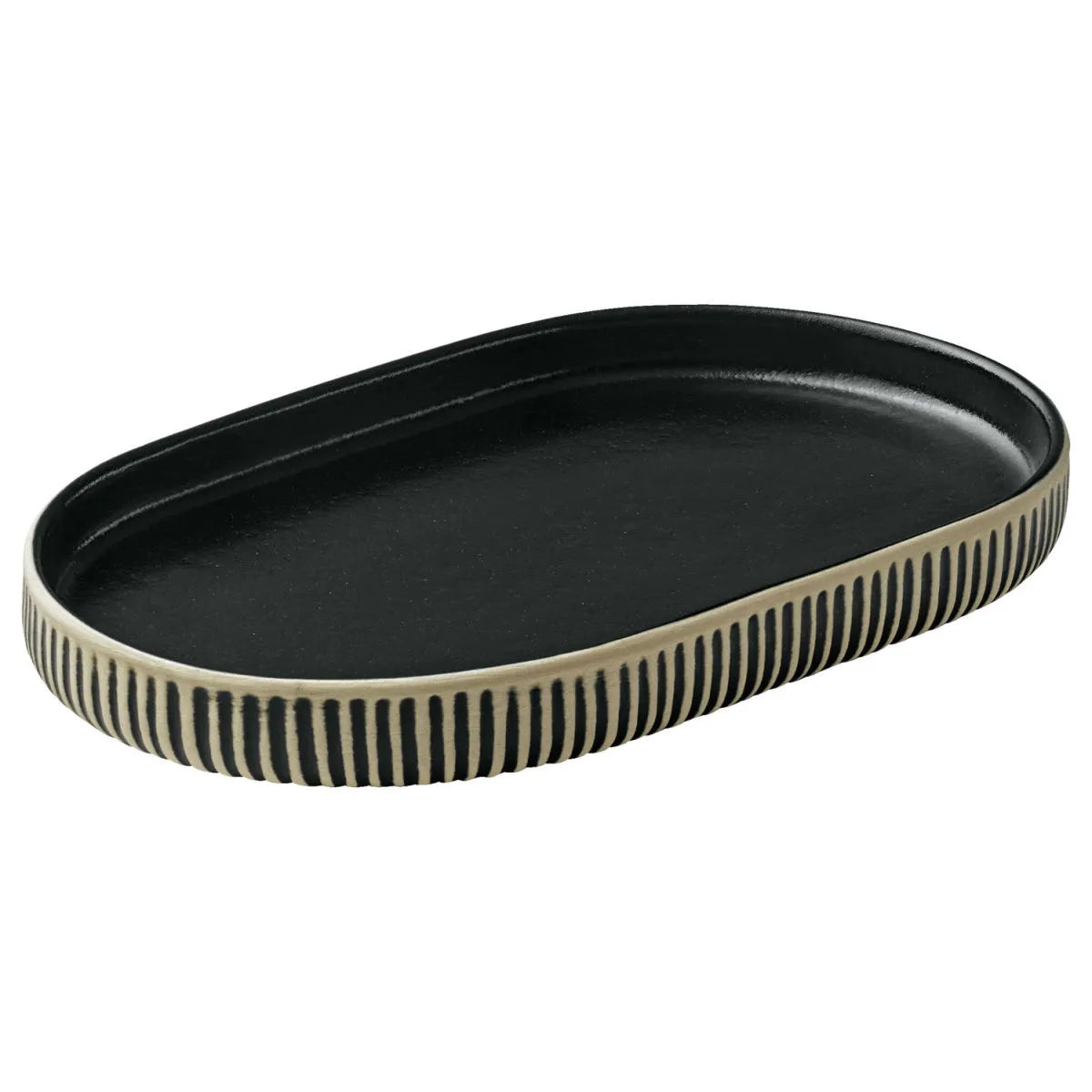 6x Playground Piatto da portata Nara con bordo rialzato; 18x11x2 cm (LxLxH); nero/bianco; 6 pz. / Pacco - immagine 1