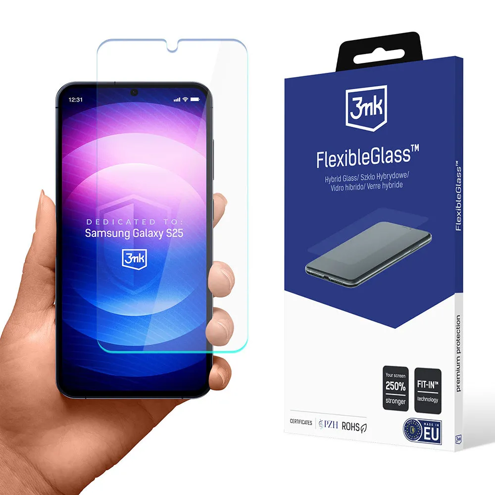 Pellicola protettiva per schermo 3MK FlexibleGlass per Samsung Galaxy S25 S931, Vetro Flessibile, Full Glue - immagine 1