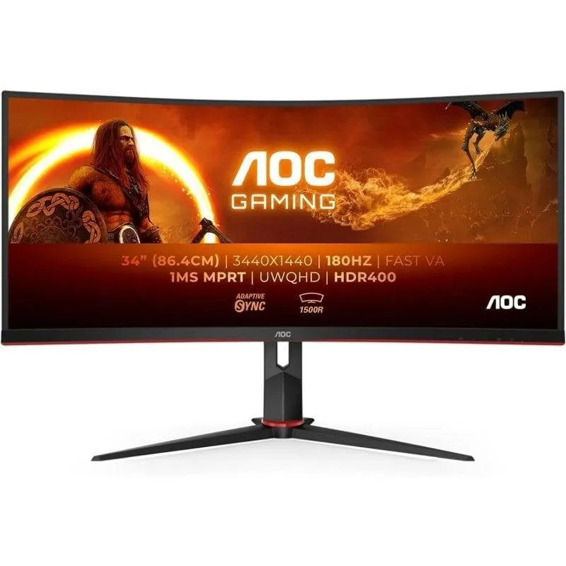 Monitor PC AOC CU34G2XP/BK 34" UltraWide QHD 180Hz VA Curvo HDR400 1ms - immagine 1