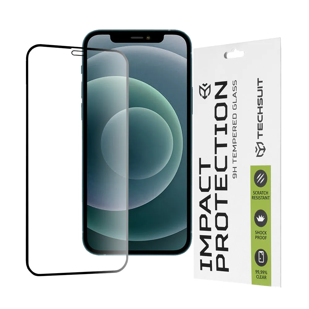 Pellicola Protettiva Schermo Techsuit per Apple iPhone 12 Pro Max, Vetro Temperato, Full Glue, 111D, Nero - immagine 1