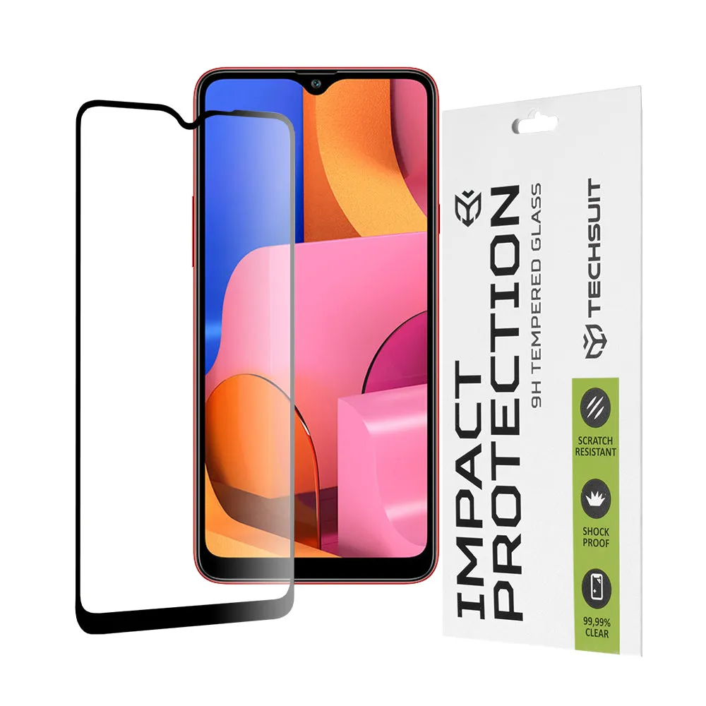 Pellicola protettiva per schermo Techsuit per Samsung Galaxy A20s A207, Vetro temperato, Full Glue, 111D, Nero - immagine 1