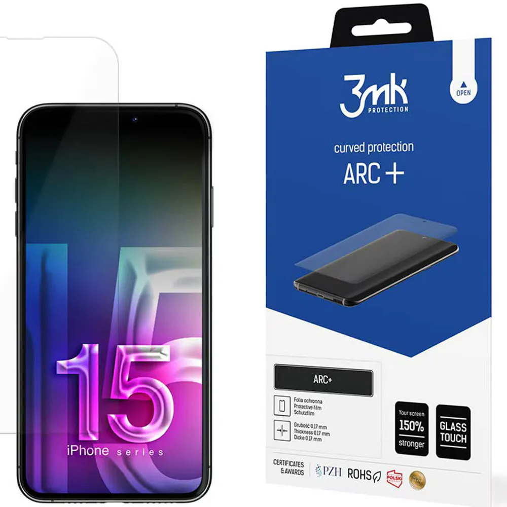 Pellicola protettiva per schermo 3MK ARC+ per Apple iPhone 15, Plastica - immagine 1