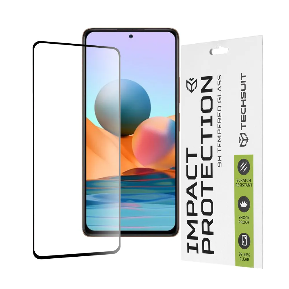 Pellicola protettiva per schermo Techsuit per Xiaomi Redmi Note 10 Pro Max / Note 10 Pro, Vetro temperato, Full Glue, 111D, Nero - immagine 1