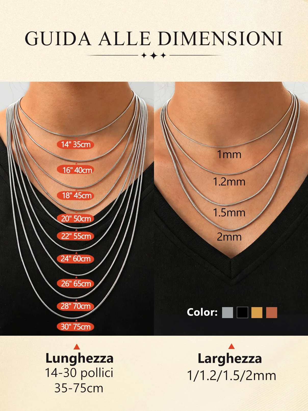 FaithHeart Collana Uomo Donna, Catenina Serpente Tonda,Larga 1,2mm Lunga 45cm, 316L Acciaio Inossidabile, Impermeabile di Alta Qualità, Gioielli da Regalo - immagine 9