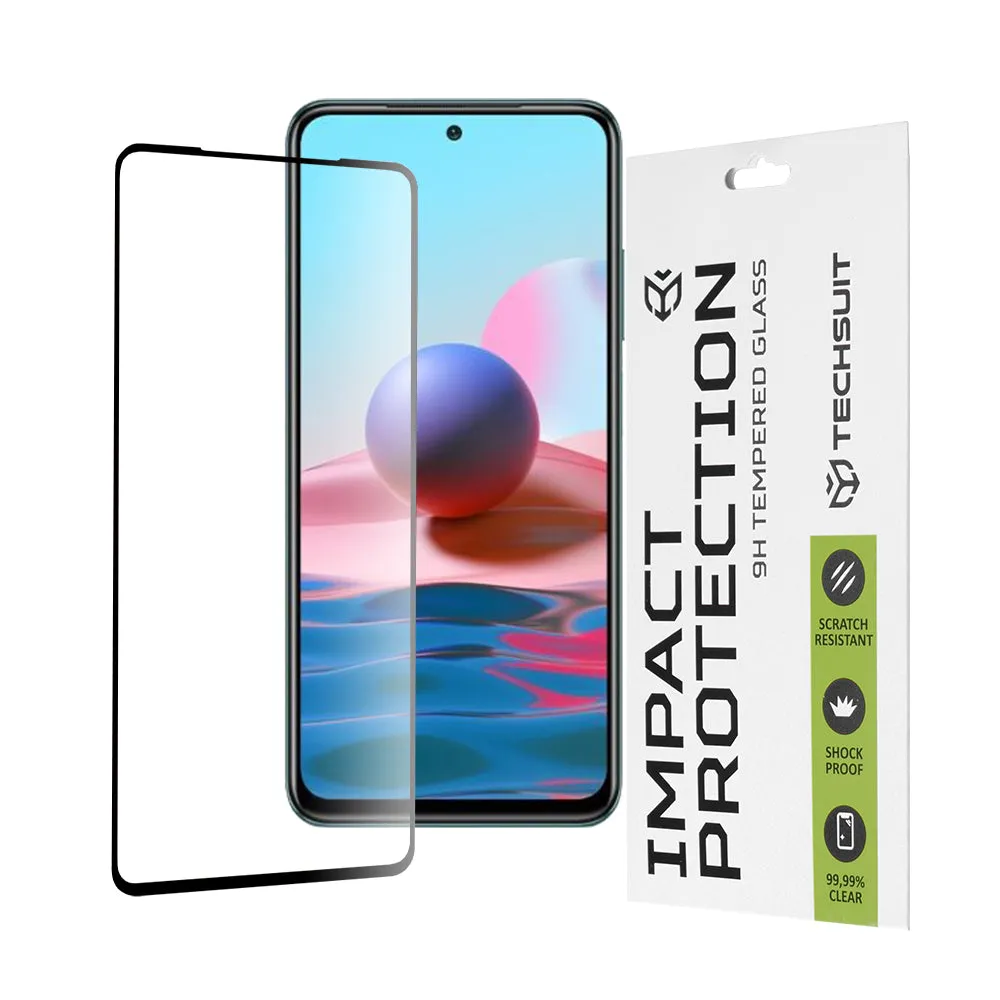 Pellicola protettiva per schermo Techsuit per Xiaomi Poco M5s / Redmi Note 10S / Note 10, Vetro Temperato, Full Glue, 111D, Nero - immagine 1