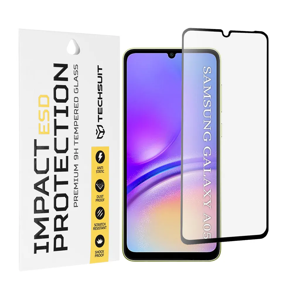 Pellicola protettiva per schermo Techsuit per Samsung Galaxy A05 A055, Vetro temperato, Full Glue, Nero - immagine 1